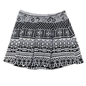 Black White Geometric Pleated Mini Skirt M
